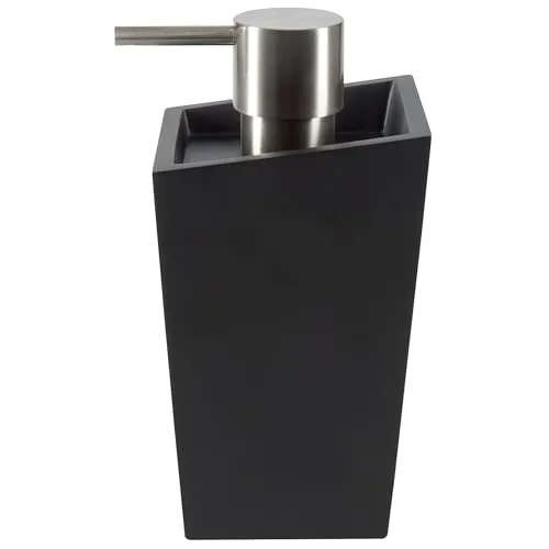 Spirella Kollektion Yoshi, Seifenspender aus Polyresin, 8,1 x 8,1 x 16 cm, Schwarz