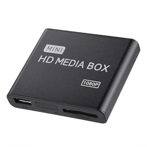 1080P Full HD Box Media Player, 100 Mbit/S Media Player Box, Unterstützung für USB MMC RMVB MP3 AVI MKV, Super-Fernbedienungsempfangsmodul, Weitgehend Kompatibel(Schwarz)