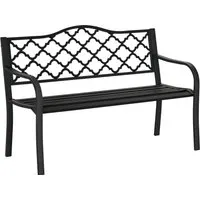 Furnicato Gartenbank 2-Sitzer aus Metall mit Rücken- & Armlehnen - Stilvolle Gartenbank aus robustem Stahl und Gusseisen, ideal für Terrasse und Garten. Hoher Sitzkomfort und elegantes Design mit markantem Muster auf der Rückenlehne. Perfekt für entspannte Nachmittage im Freien.