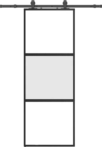 vidaXL Schiebetür mit Beschlag Schwarz 76x205 cm Hartglas - Zimmertür aus langlebigem gehärtetem Glas mit korrosionsbeständigem Aluminiumrahmen. Ideal für platzsparende Raumgestaltung und sorgt für einen stilvollen Übergang zwischen Räumen.
