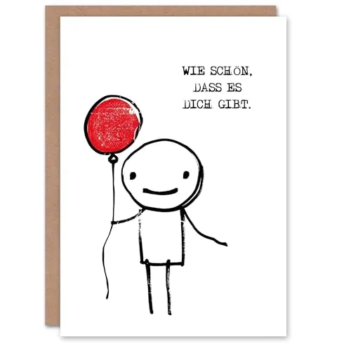 Artery8 Lustige Geburtstagskarte Wie Schön Dass Es Dich Gibt Strichmännchen Luftballon