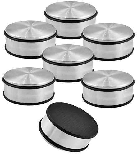 6er Set Türstopper Edelstahl massiv - Schwerer Türstopper Boden 1,2 Kg/Stk., Door Stopper im modernen Design versehen mit Gummiring zum Schutz der Türen