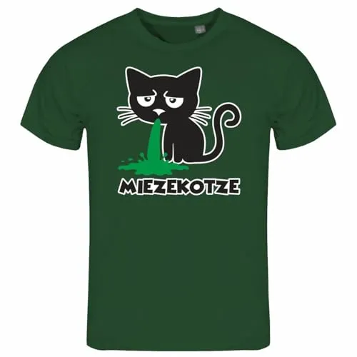 deinshirt - Herren T-Shirt mit Aufdruck Mietzekotze - Katze Humorvoll, Größe:L, Farbe:flaschengrün