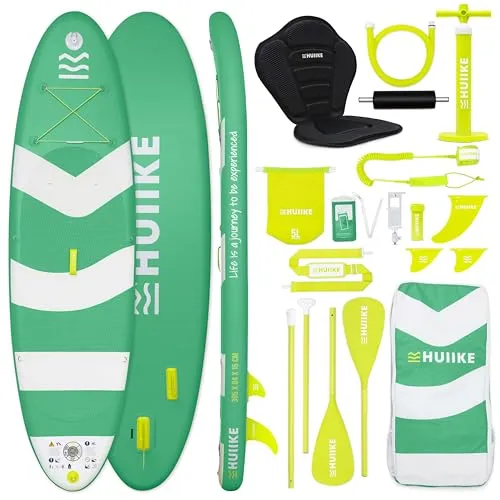HUIIKE Stand Up Paddling Board mit Zubehör, Paddel, Finnen, Pumpe. Paddle Sup Board Aufblasbar Hohe Stabilität und Widerstandsfähigkeit. 305 x 84 x 15 cm, Belastbar bis 130 kg