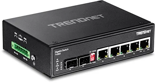 TRENDnet TI-G62 - 6-Port Gehärteter Gigabit DIN-Schiene Switch, 12 Gbps Schaltkapazität, IP30 Schutz und extrem temperaturbeständig von -40 bis 75 °C