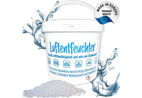BlueCraft Luftentfeuchter Nachfüllpack Granulat 4,8 kg in 5 L Nachfüll-Eimer portionierbar, ohne Strom Nachfüller gegen Schimmel Schlafzimmer Wohnung Entfeuchter