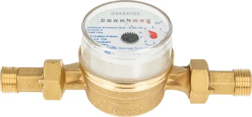 Einstrahlzähler ETK Kombi-Set (Kaltwasser) - Gartenbewässerung Zubehör, präziser Kaltwasserzähler bis max. 30°C, mit 360° drehbarem Zählwerk für einfache Ablesung und inkl. Verschraubungen.