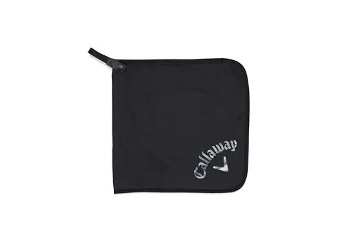 Callaway Golf Performance Dry Waterproof Towel, Schwarz, Einheitsgröße - Wasserabweisendes Golfhandtuch aus robustem 3K-Stoff, ideal für den Einsatz auf dem Golfplatz. Mit praktischer Schnappbefestigung, Größe 33 x 33 cm, für optimale Handhabung.