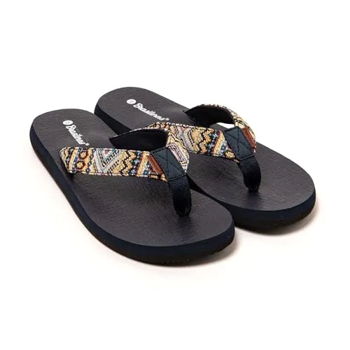 BRASILERAS Damen Zehensandalen mit Rutschfester Sohle bequem Schuhe für Strand/Schwimmbad/Stadt blau 38 EU