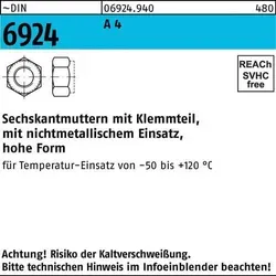Reyher Sechskantmutter DIN 6924 mit Klemmteil M20 A4 - Hochwertige Sechskantmutter mit Klemmteil für sicheren Halt. Ideal für den professionellen Einsatz in der Befestigungstechnik. Made in Germany.