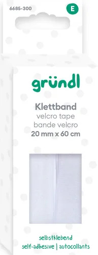 Gründl Klettband selbstklebend 20 mm x 60 cm weiß