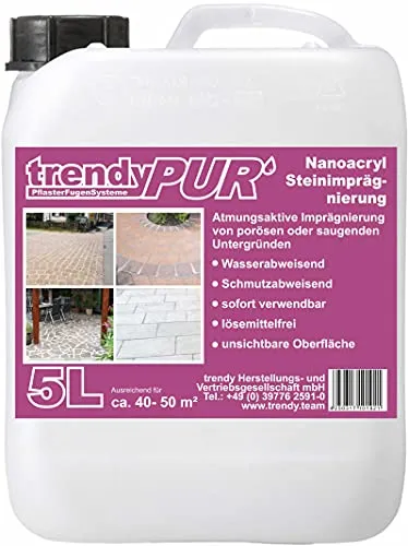 trendyPUR Nanoacryl Steinimprägnierung 5 L - gebrauchsfertig - zur Imprägnierung von porösen und saugenden Untergründen