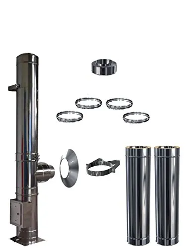 Schornstein-Zentrallager Edelstahlschornstein Bausatz - doppelwandig DW 120, 3,2 m Höhe für optimale Abgasführung und Langlebigkeit