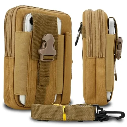 Cadorabo Taktische Handytasche in Uni BRAUN -Molle-EDC-Tasche kompatibel mit Samsung Galaxy S24 Ultra mit Schultergurt -Handyhalter, Militär Gürteltasche, Hüfttasche