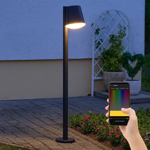 Smart LED Stehleuchte Eglo 97483 - Moderne Stehleuchte mit App-Steuerung, spritzwassergeschützt (IP44) und 806 Lumen. Ideal für den Außenbereich und sorgt für Sicherheit mit Anwesenheitssimulator.
