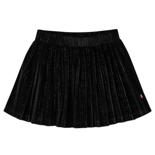 Kinder Faltenrock mit Lurex Mädchen Rock Minirock Mädchenrock Röcke Schwarz 116