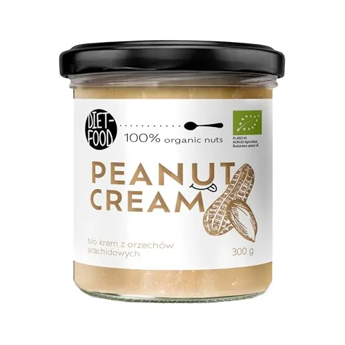 DIET-FOOD - Bio Erdnussbutter - Peanut Butter - Erdnussbutter Ohne Zucker - Ohne Palmöl - Erdnussmus - Haselnussmus - Produkt Ketogene Diät Veganes Bio-Produkt - Pflanzenfette - 300g