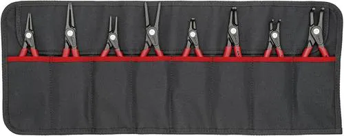 KNIPEX 00 19 58 V02 Sicherungsringzangensatz 8-tlg. mit Rolltasche - Zangen-Set mit 2-Komponenten-Griff für hohen Komfort, ideal für präzises Arbeiten im Handwerk und Maschinenbau.