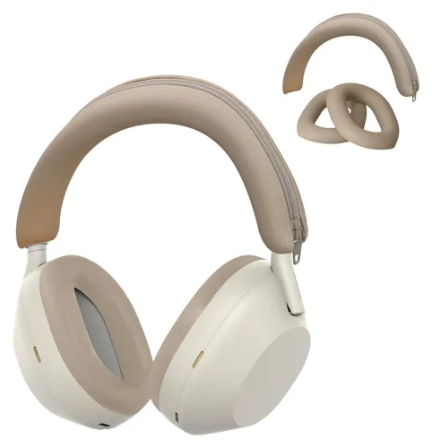 kwmobile Kopfband Abdeckung Ohrpolster Set kompatibel mit Sony WH-1000XM5 - Headband Case - Kopfhörer Ersatz Polster - Schutz in Beige