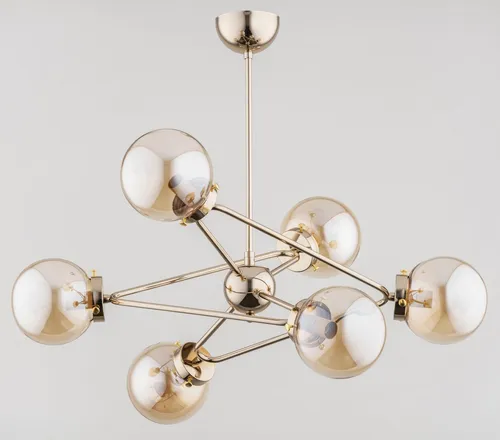 Kronleuchter 6x40W/E14 IP20 Antikes Gold Bernstein Modern in gold von Alfa