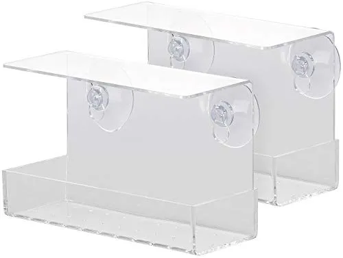 Royal Gardineer Vogel Winterfutterhaus: 2er-Set Vogel-Futterhäuser, Acryl, Saugnapf-Befestigung fürs Fenster (Wintervogelfutter-Häuschen, Fenster-Vogelfutterhaus, Vogelfutter)