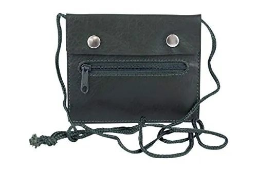 LEAS Brustbeutel mit Verstellbarer Kordel in Echt-Leder, grün - LEAS Travel-Line