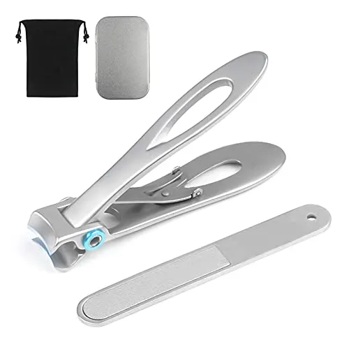 URAQT Nagelknipser Groß, Edelstahl Nagelschneider Nagelschere für dicke Nägel, Wide Kieferöffnung Nail Clipper Zehennagelknipser mit Nagelfeile für Damen und Herren
