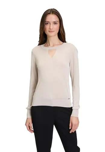 Strickpullover BETTY & CO mit Cut-Outs - Damen Strickpullover in Beige mit funkelnden Cut-Outs, figurumspielendem Schnitt und Rundhalsausschnitt – ideal für einen femininen Look!
