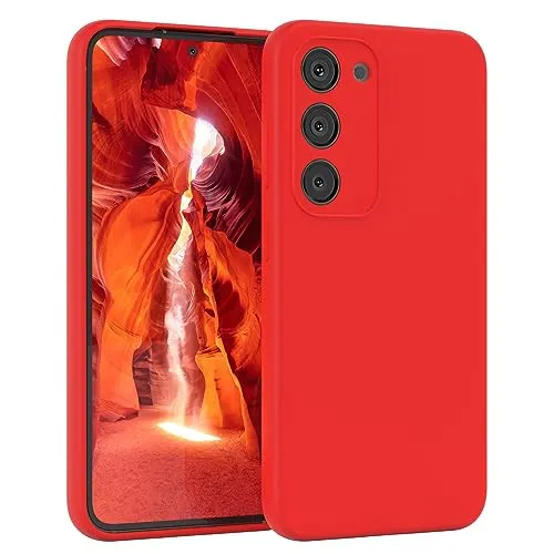 EAZY CASE Premium Silikon Handyhülle kompatibel mit Galaxy S23 Slimcover mit Kameraschutz und Innenfutter, Silikonhülle, Schutzhülle, Bumper, Handy Case, Hülle, Softcase, Rot