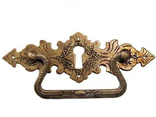 XL Möbelgriff Antik Möbel Beschlag Griff Gründerzeit Ring Möbelschild Messing