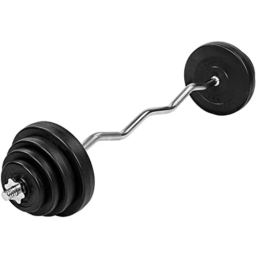 MOVIT Langhantel Hantelset 23.5 - 55 kg - Vielseitiges MOVIT® Hantelset für effektives Krafttraining zu Hause. Mit rutschfesten Griffen und sicheren Sternverschlüssen für optimale Kontrolle und Sicherheit. Ideal für Einsteiger und Fortgeschrittene.