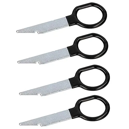 Audioproject A390-4 Stück Set gummiertes Entriegelungswerkzeug Autoradio für VW Audi Seat Skoda Mercedes Benz A3 A4 T5 Golf 2 DIN Auto Radio Entriegelung Radio Ausbau Werkzeug