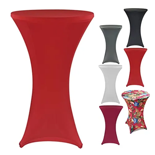 heimtexland ® Stehtischhusse Event Deko Stretch Husse Stehtisch Bistrotisch Party Dekoration Hochzeit Tischdeko Bezug Ökotex Typ843 Rot 80 cm