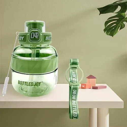 Louis Donné Trinkflasche 0.6L mit Strohhalm, Sport BPA-Frei Auslaufsicher, Water Bottle, Wasserflasche Sportflasche Kinder Ideal für Fahrrad Schule Fitness Outdoor(Grün) ﻿