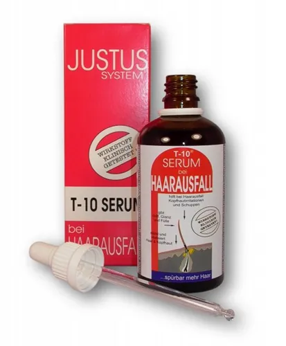 JUSTUS Haarserum T10 - 100ml - Potenzmittel mit hochwertiger Formel, fördert das Haarwachstum und stärkt die Haarstruktur für volles, gesundes Haar.