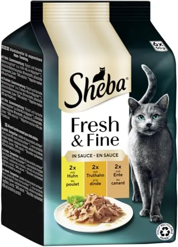 SHEBA® Portionsbeutel Multipack Fresh & Fine in Sauce mit Huhn und Truthahn 6 x 50g