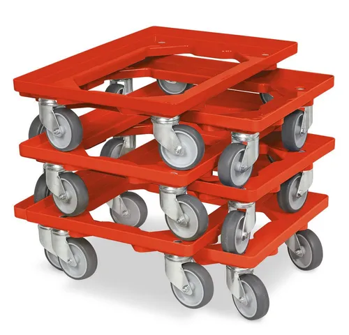 BRB-Lagertechnik Transportroller Set 6x für Kisten 600x400 mm - Robuste Transportroller mit 250 kg Tragkraft, ideal für schwere Lasten. Aus bruchsicherem ABS-Kunststoff und kugelgelagerten Lenkrollen für einen leisen und spurlosen Lauf. Perfekt für effizienten Logistiktransport!