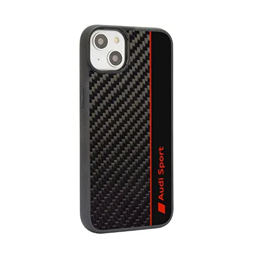 Audi Sport Handyhülle iPhone 14 Plus - Stoßabsorbierende Carbon-Hülle in Schwarz - Audi Sport Handyhülle für iPhone 14 Plus - Robuste Carbon-Hülle mit präzisen Aussparungen für optimale Funktionalität. Schützt Ihr Smartphone vor Kratzern und Dellen und verleiht ihm einen sportlichen Look.