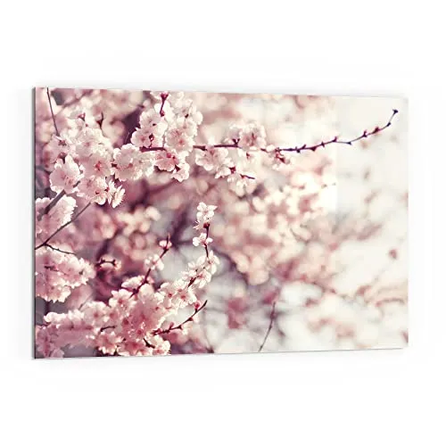 DEQORI Küchenrückwand Glas - Motiv Kirschblütenzweige - Spritzschutz für Küche & Badezimmer, hochwertiges bruchsicheres Sicherheitsglas mit 3D-Tiefeneffekt für moderne Deko und einfache Montage ohne Bohren.
