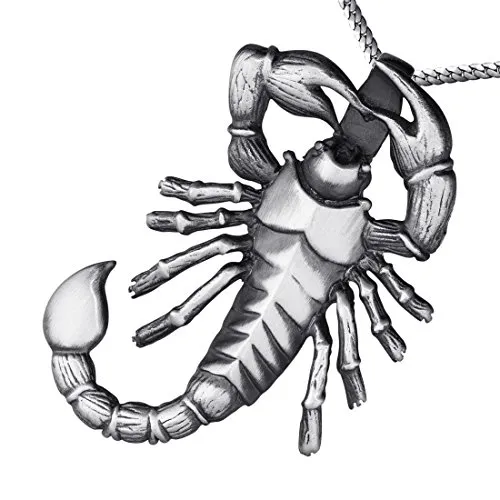MATERIA Herren Kettenanhänger Sternzeichen Skorpion 925 Silber - Ketten für Damen, aus massivem Sterling Silber in Juwelierqualität, inklusive 60cm Panzerkette für einen markanten Look.