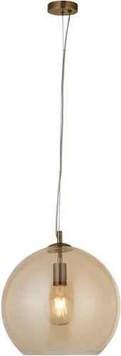 Balls 1-flammige Pendelleuchte antik messing - Lampen – 1-flammige Pendelleuchte mit bernsteinfarbenem Glasschirm, ideal für ein stilvolles Ambiente in Ihrem Wohnraum und höhenverstellbar für optimale Anpassung.