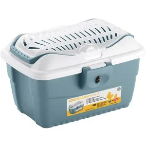 Kerbl Tiertransportbox Mini Gulliver, Kunststoff, 40 x 30 x 24cm, Deckelöffnung blau, Tiere bis 3kg