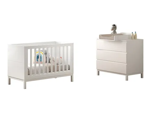 Produktbild aufm Kessel Babyzimmer-Komplettset Keely – 3-teiliges Set mit Babybett und Wickelkommode