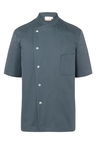 Kochjacke Gustav | Karlowsky Fashion GmbH - Stylische Kochjacke in Anthrazit, aus pflegeleichtem Köpergewebe, ideal für Profiköche. Hochveredelt und waschbar bis 95°C, mit praktischer Brusttasche und kurzen Ärmeln.