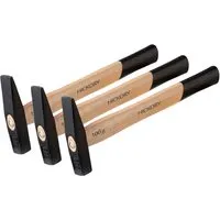 STAHLWERK Hammer Set 3 x 100g Schlosserhammer mit Hickory-Griff - Hämmer: Hochwertiges Set mit 3 Schlosserhämmern (100g) und vibrationsdämpfendem Hickory-Griff für maximalen Komfort und Präzision bei der Arbeit.