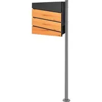 ECD Germany Standbriefkasten mit Zeitungsfach - Wandbriefkasten aus pulverbeschichtetem Edelstahl in eleganter Holzoptik, mit großem Postfach und integrierter Zeitungsablage für optimalen Komfort und stilvollen Look.