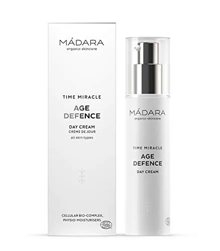 MADARA Organic Skin Care TIME MIRACLE Age Defense Tagescreme - Tagespflege mit Anti-Aging-Effekt, Hyaluronsäure und natürlichem Birkenwasser für langanhaltende Feuchtigkeit und strahlende Haut.