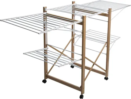 five simply smart Wäscheständer 27m mit 4 Rollen - Praktischer Wäscheständer mit 27m Trockenfläche, aus Metall mit stilvollem Holzeffekt. Mobil mit 4 Rollen, ideal für flexibles Trocknen in jedem Raum.