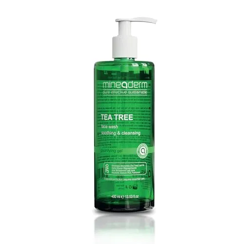 Mineaderm Tea Tree Waschgel mit Teebaumöl & Aloe Vera – Porentiefe Reinigung für fettige & zu Akne neigende Haut – Reguliert Sebum & spendet Feuchtigkeit – 400 ml