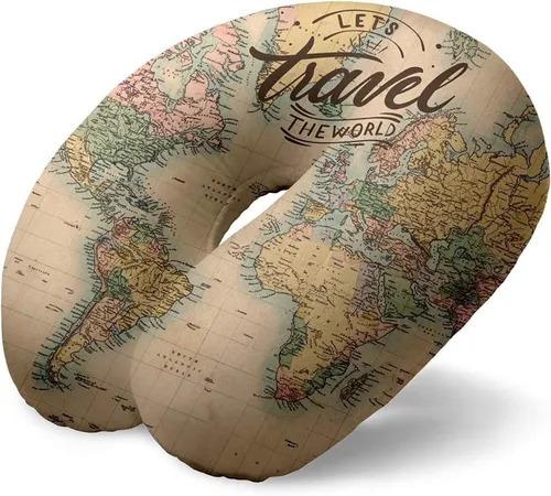 I-TOTAL® Reisekissen Nackenkissen weich für Nackenstütze - Motiv: Maps - Gurtpolster & Nackenstützen mit perfekter Weichheit für optimalen Komfort auf Reisen und beim Nickerchen. Stylisches Design und leicht zu reinigen, ideal als Geschenk!